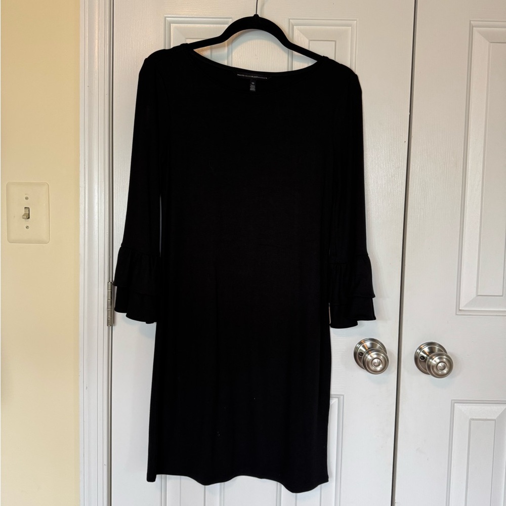 White House Black Market Black Sheath Dress with Bell Sleeves